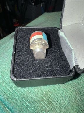 Zuni Silver Ring with Red, White & Blue Inlay 5.5